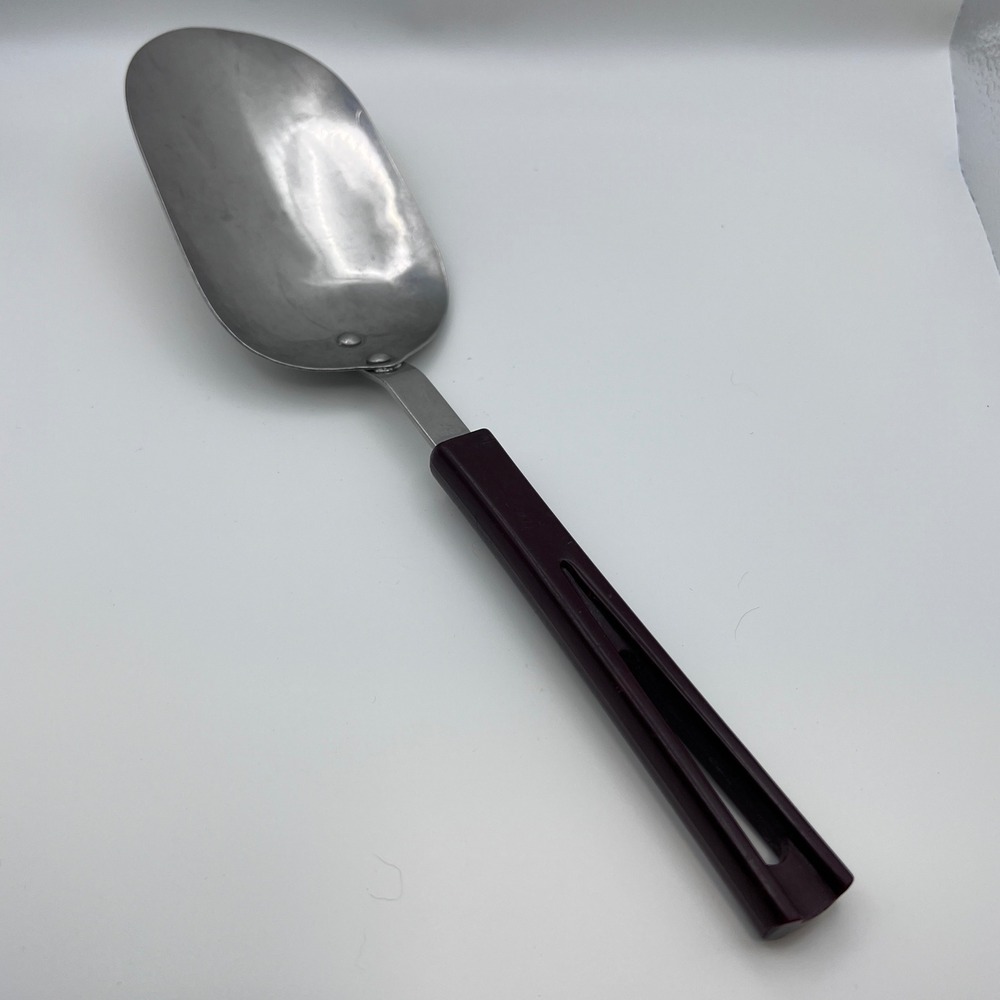 Vintage Stanhome Stanley Home Products Stainless Serving Spoon Burgundy Handle